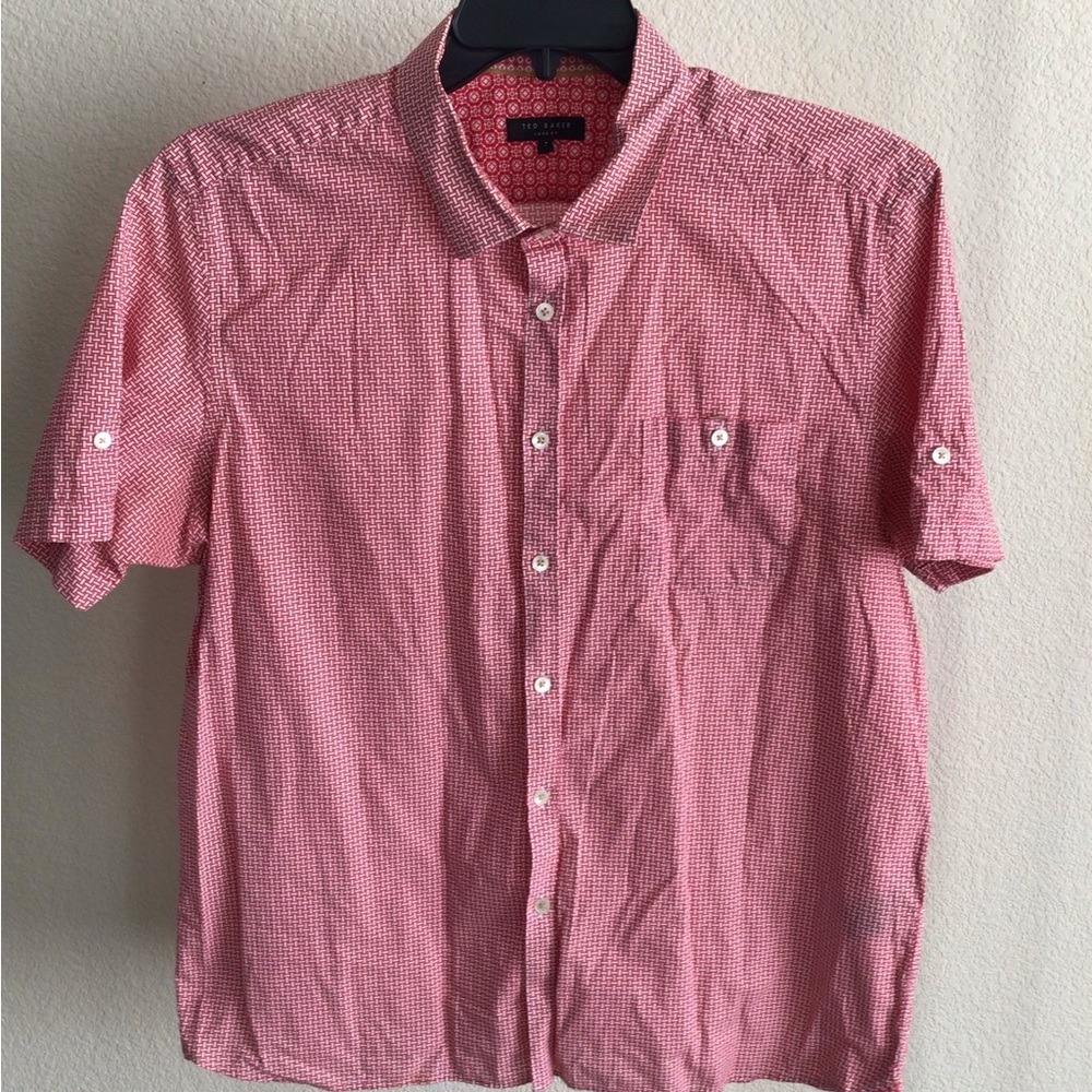 M018 Ted Baker Red Checkered Casual Shirt